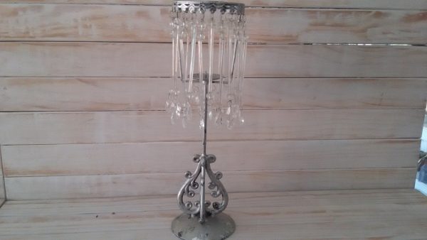 Silver Vintage Crystal Candle Holder